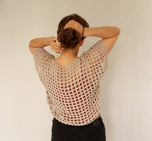 Adjustable Summer Crochet Top – Seamless Fit, Elegant Drape (Sizes S–XXL)