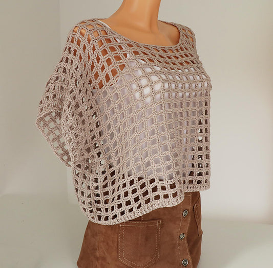 Adjustable Summer Crochet Top – Seamless Fit, Elegant Drape (Sizes S–XXL)